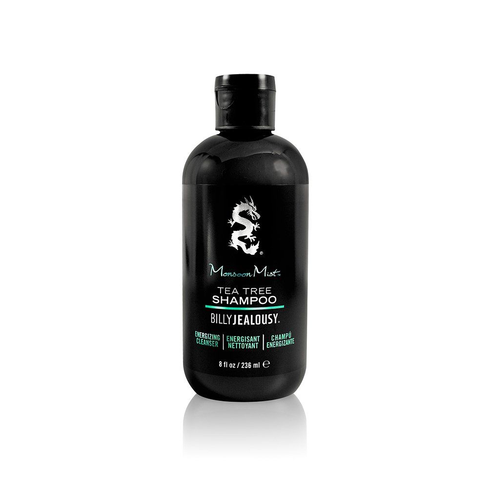 Billy Jealousy Monsoon Mist Tea Tree Energizing Men&#39;s Shampoo with Peppermint &amp; Rosemary, Removes Oil Build-up and Soothes Scalp Itch &amp; Irritation, 8 Oz.