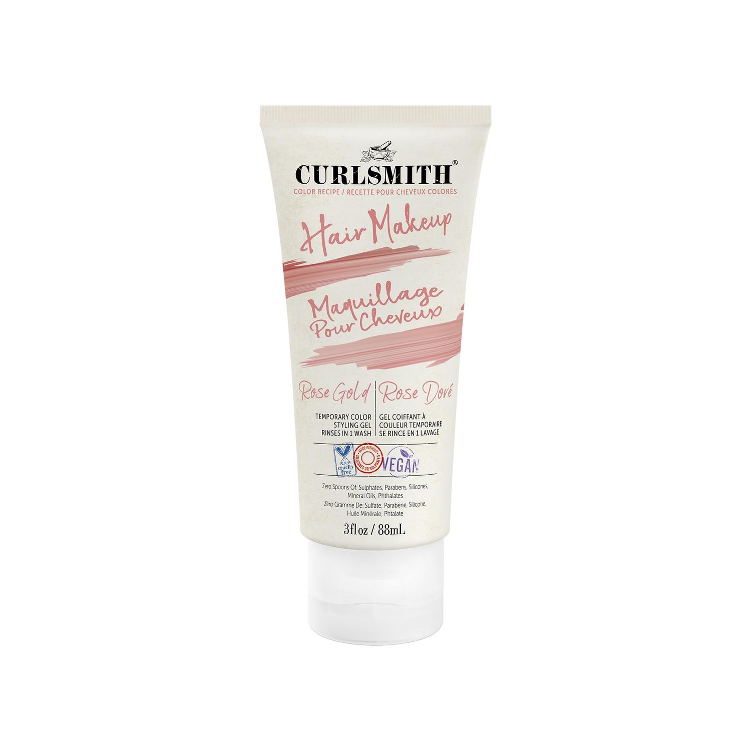 Curlsmith - Hair Makeup - Vegan Temporary Hair Color and Styling Gel (Rose Gold 3fl.oz)