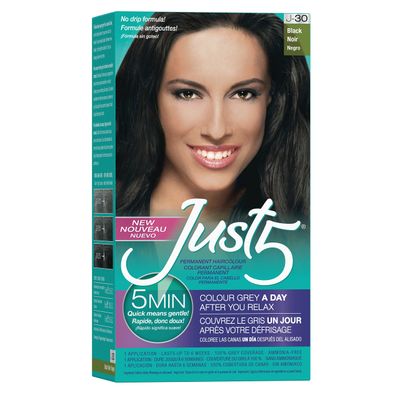 Just 5 Women&#39;s 5 Minute Permanent Hair Color with Conditioner, Grey Hair Coloring for Women - Black