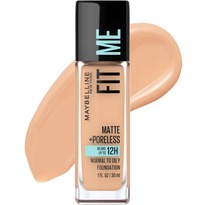 Maybelline Fit Me Matte + Poreless Liquid Oil-Free Foundation Makeup, Buff Beige, 1 Count (Packaging May Vary)