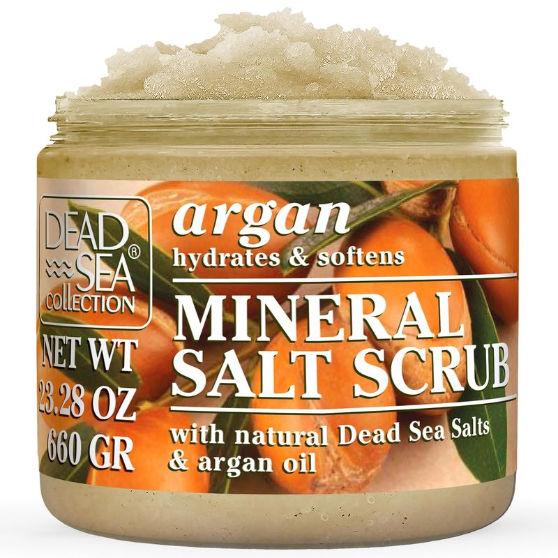Dead Sea Collection Argan Salt Scrub - Exfoliating Body Scrub for Women - Moisturizing and Nourishing Skin - with Pure Oils and Dead Sea Minerals (23.28 Oz)