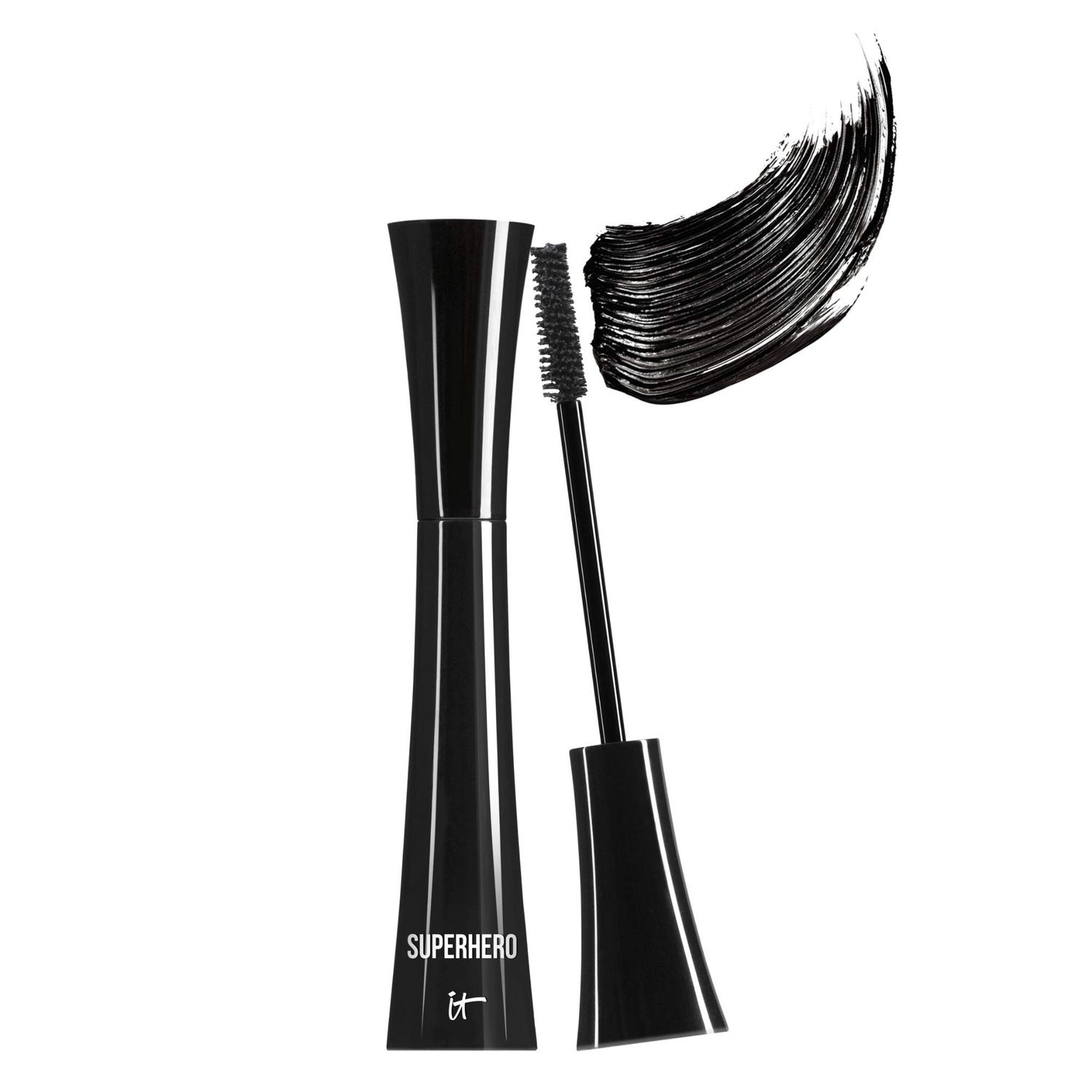 IT Cosmetics Superhero Mascara - Super Elastic Stretch Black Mascara for Volume &amp; Length - Volumizing Mascara with Collagen, Biotin &amp; Peptides - Suitable Makeup Mascara for Sensitive Eyes