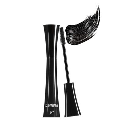 IT Cosmetics Superhero Mascara - Super Elastic Stretch Black Mascara for Volume &amp; Length - Volumizing Mascara with Collagen, Biotin &amp; Peptides - Suitable Makeup Mascara for Sensitive Eyes