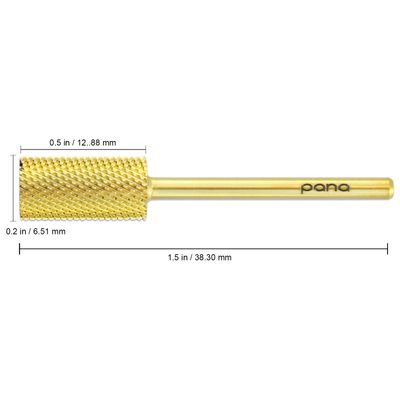 PANA Professional 3/32" Shank Size - Flat Top Large Barrel Gold Carbide Bit Medium Grit - Nail Drill Bit for Dremel Machine