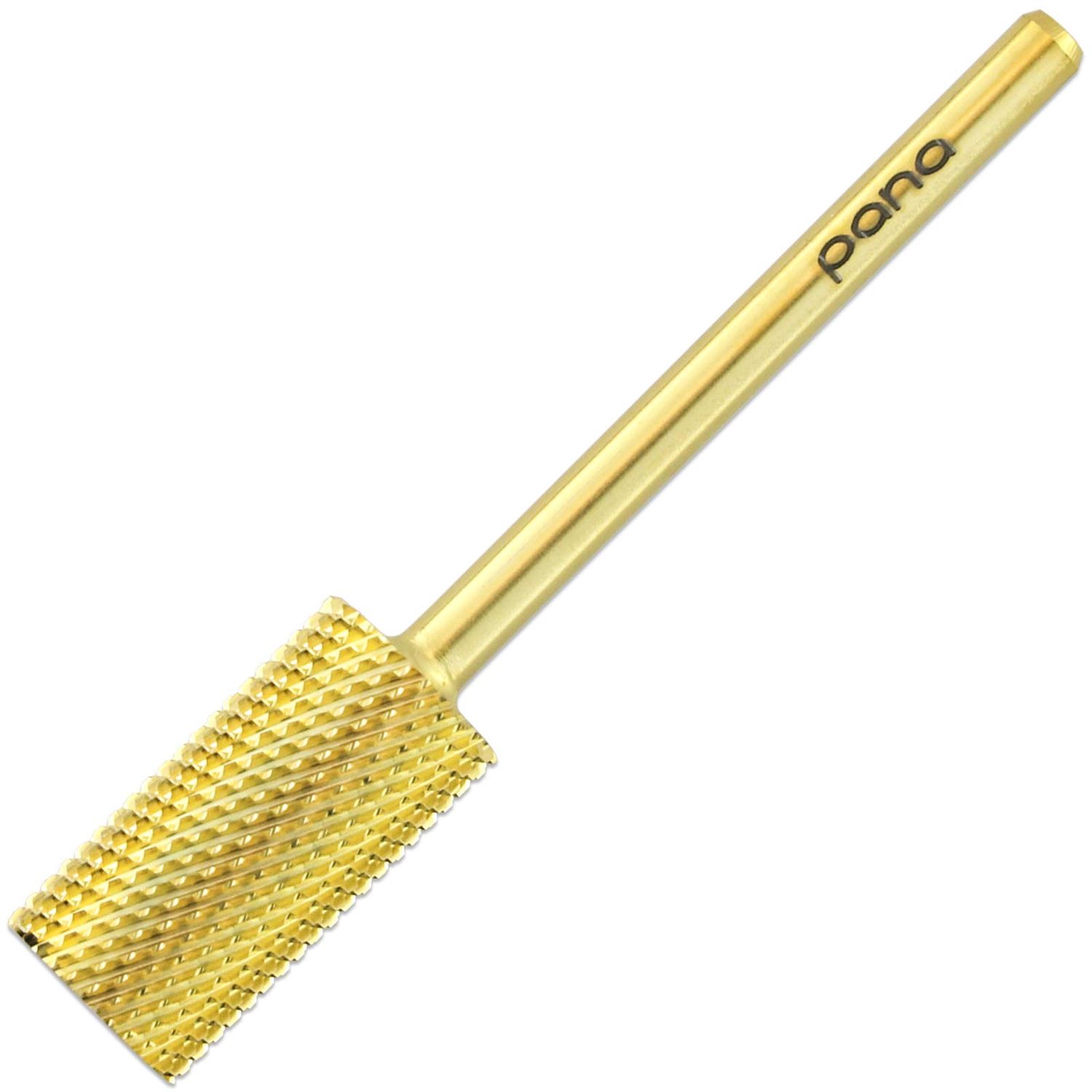 PANA Professional 3/32" Shank Size - Flat Top Large Barrel Gold Carbide Bit Medium Grit - Nail Drill Bit for Dremel Machine