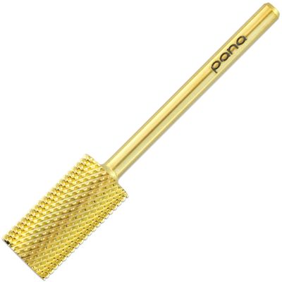 PANA Professional 3/32" Shank Size - Flat Top Large Barrel Gold Carbide Bit Medium Grit - Nail Drill Bit for Dremel Machine