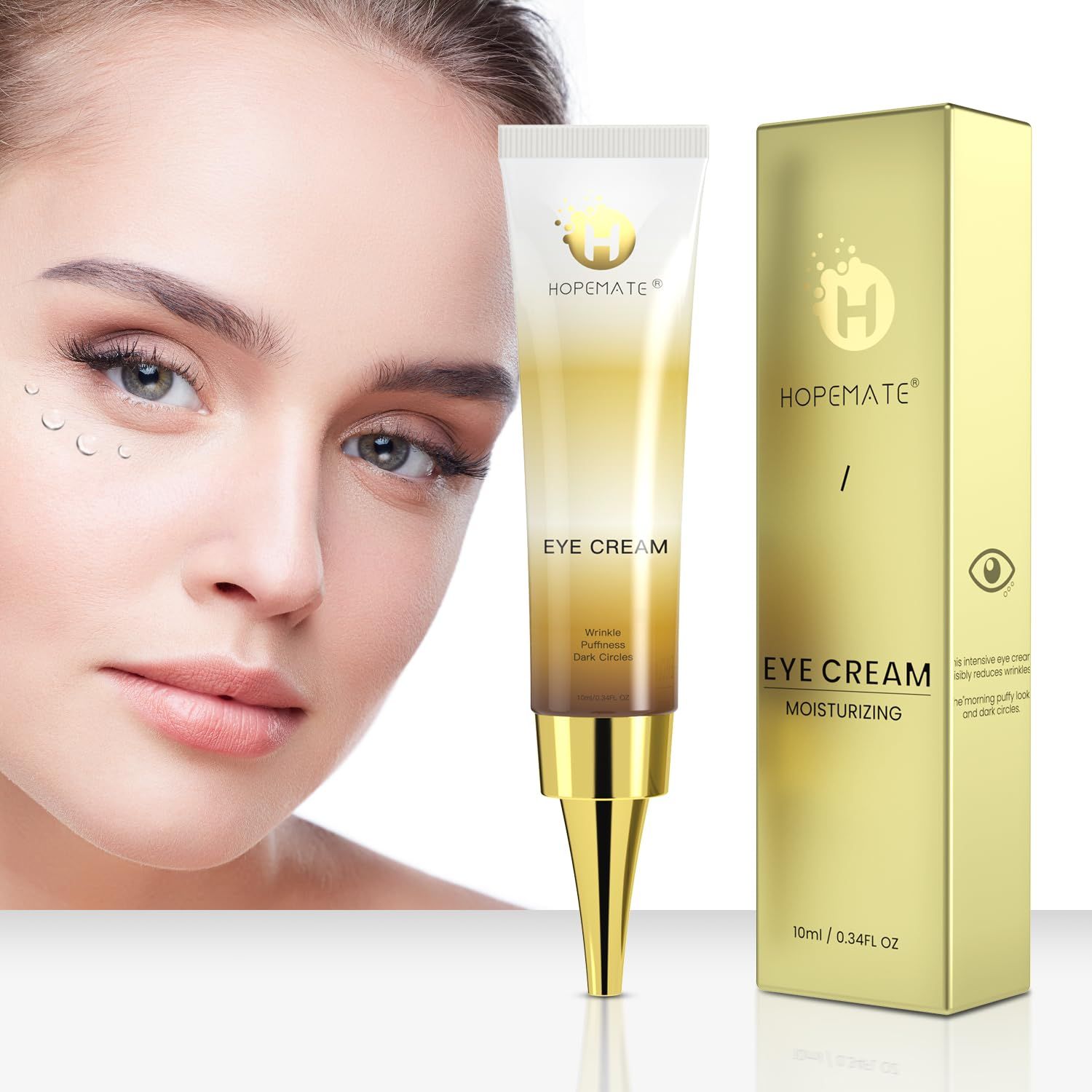 HOPEMATE Eye Cream for Dark Circles, Puffiness, and Wrinkles, Improves and Firms eye Skin for Youthful, Refreshed Eyes-Pure Natural Material Extraction