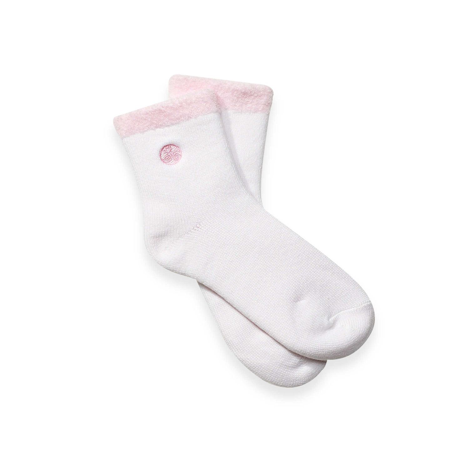 Shea Butter Thermal Moisturizing Socks: White/Pink Trim by Earth Therapeutics