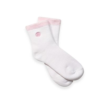 Shea Butter Thermal Moisturizing Socks: White/Pink Trim by Earth Therapeutics
