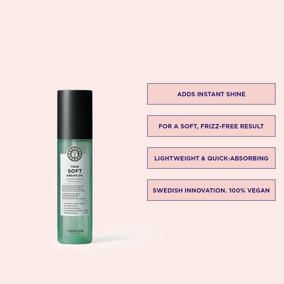 Maria Nila True Soft, Argan Oil 3.4 Fl Oz, For Dry Hair, Easily absorbed, Remoisturises &amp; Reduces Frizz, 100% Vegan &amp; Sulfate/Paraben free