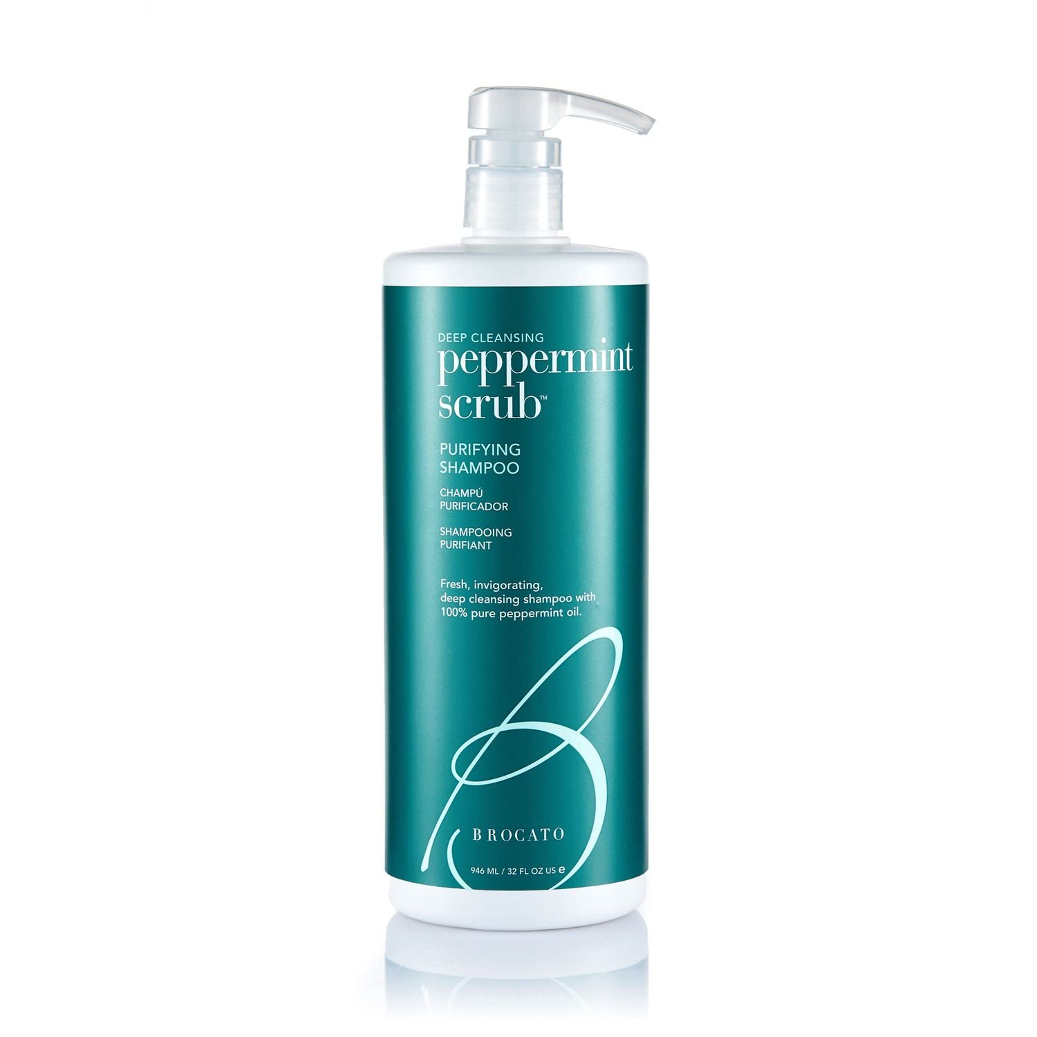 Brocato Peppermint Scrub Purifying Shampoo: Lightweight with Pure Peppermint Oil, Ideal for Oily to Normal Hair Types - Sulfate &amp; Paraben Free, 32oz