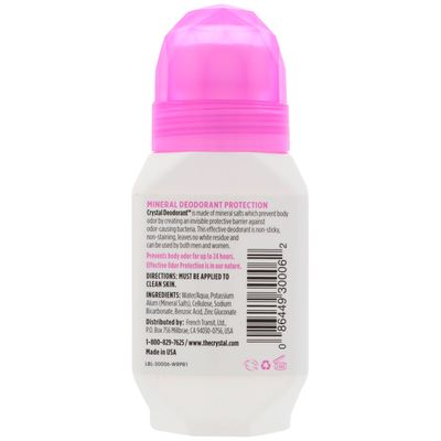 Crystal Mineral Body Deodorant Roll-On, Unscented 2.25 oz (Pack of 6)
