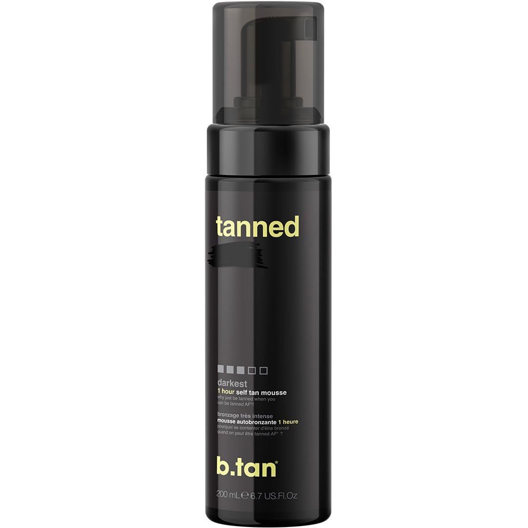 b.tan Dark Self Tanner Mousse | Get Tanned - Best, 1 Hour Express Sunless Tanning Foam, No Fake Tan Smell, Ultra Dark Bronzing Glow, Face &amp; Body, Vegan, Cruelty Free, 6.7 Fl Oz