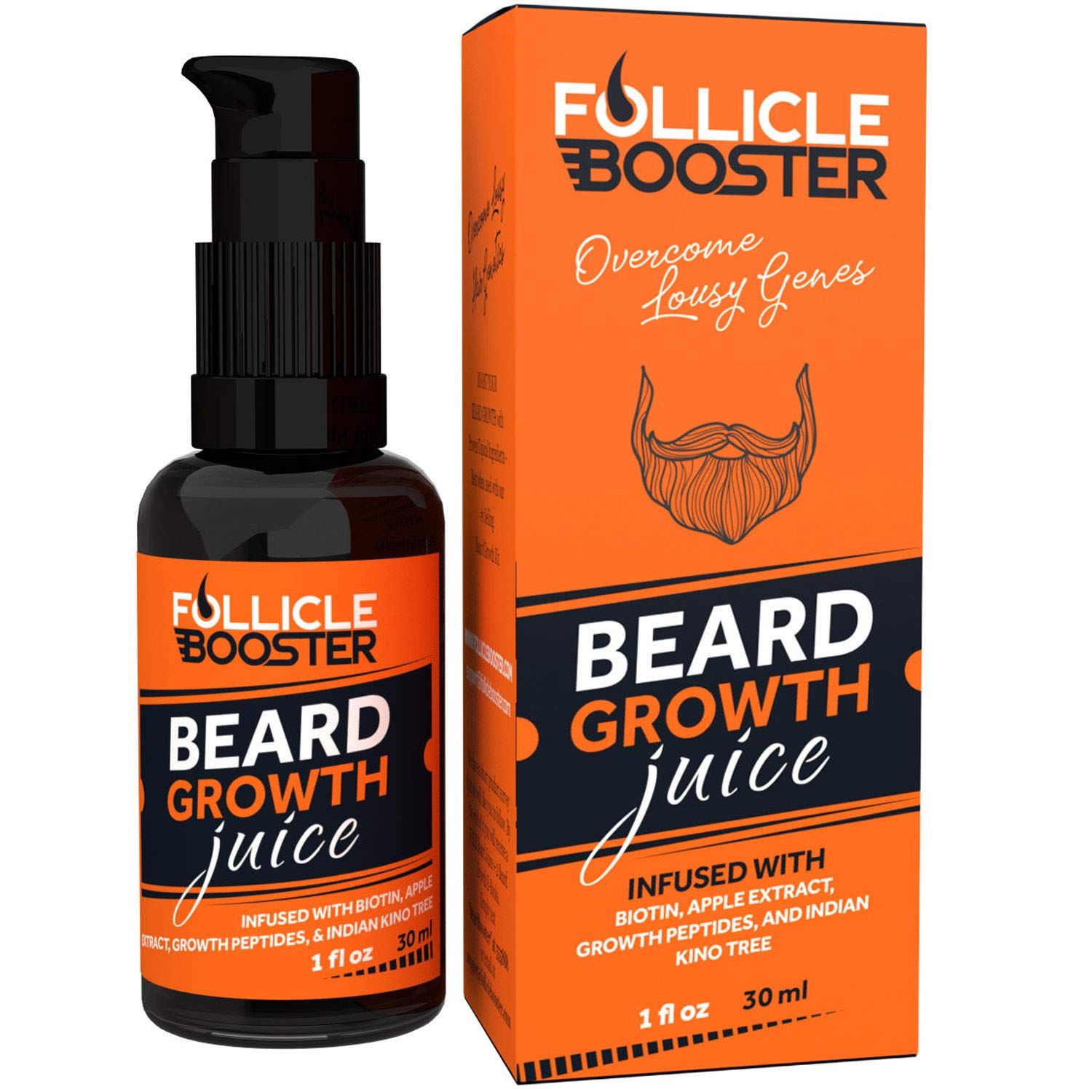 Beard Growth Oil - 1Fl Oz - Growing Serum That Softens &amp; Strengthens Beards and Mustaches - Facial Hair Treatment Treatment Infused with Biotin Capilia Longa Niacinamide and 100% Natural Ingredients