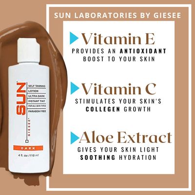 Sun Laboratories By Giesee Ultra Dark Self Tanning Lotion with Tanning Mitt - Long Lasting Self Tanner for Face and Body - Instant Sunless Tanning Lotion - Achieve a Natural-Looking Tan