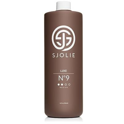 SJOLIE Violet Spray Tan Solution - Luxe 9 - Medium Blend | Sunless Tanning Solution for a Hydrating, Deep Brown Tan (32oz)
