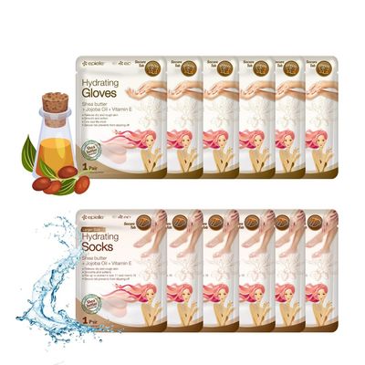 Epielle Hydrating Hand &amp; Foot Masks (Glove &amp; Socks 12pk) for Dry Hand, Dry &amp; Cracked Heel | Spa Day | Shea Butter + Jojoba Oil + Vitamin E, Beauty Mothers Day Gifts
