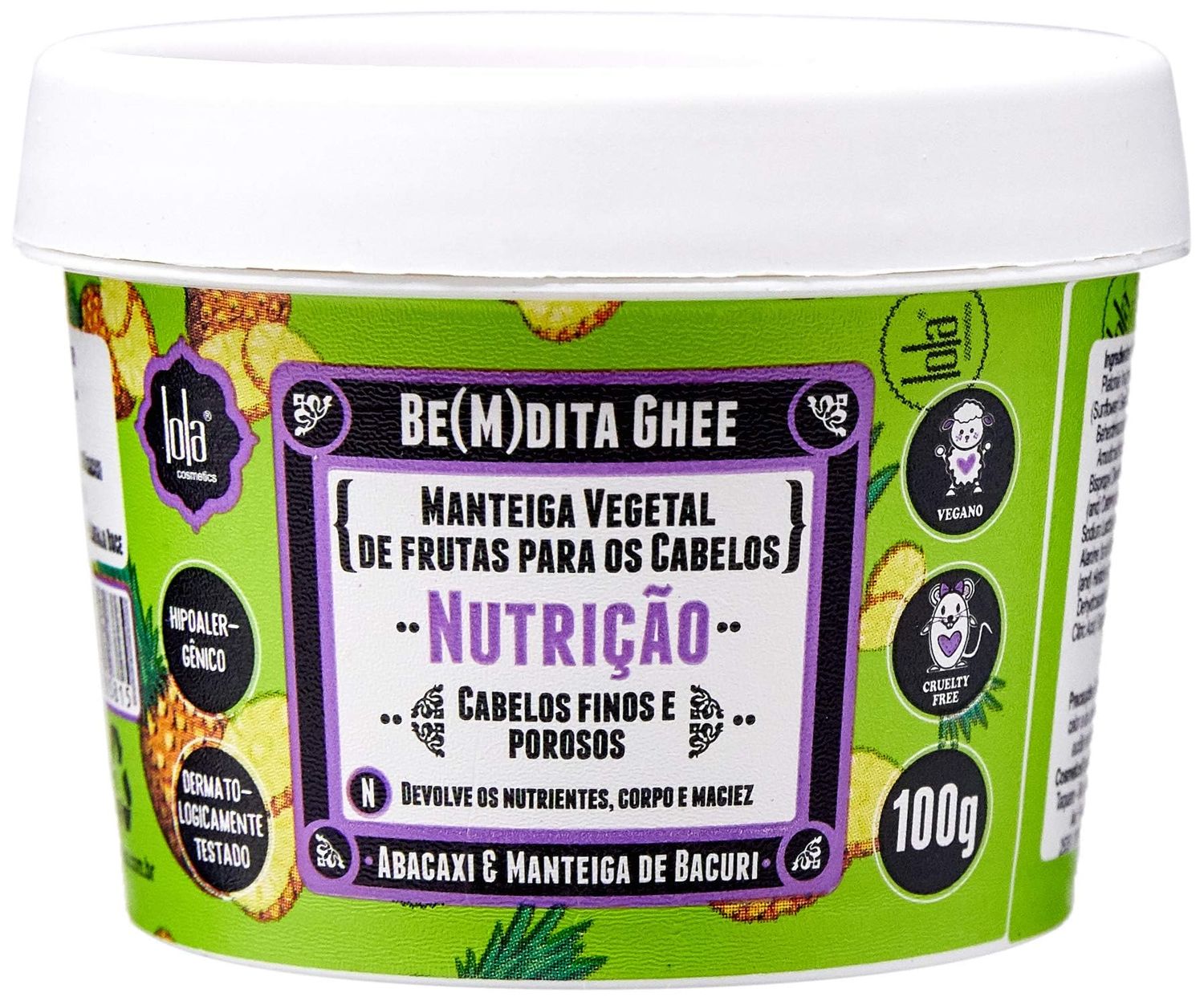 Lola From Rio - Be(m) dita Ghee - Nourishing Pineapple Hair Butter for Deep Hair Conditioning, Repair, and Shine Boost 3.52 Fl Oz