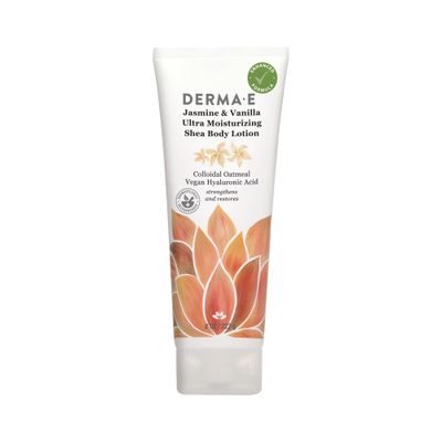 Derma E Jasmine and Vanilla Ultra Moisturizing Shea Body Lotion - Vegan Hyaluronic Acid and Vitamin E Moisturizer for Dry Skin - Cruelty Free Moisturizing Cream, 8 oz