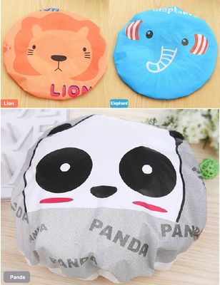 Fast and Good Cute Cartoon Waterproof Elastic Shower Cap Bath Cap for Women and Girls and Kids,Pack of 3 Pcs(Panda+Elephant+Lion)