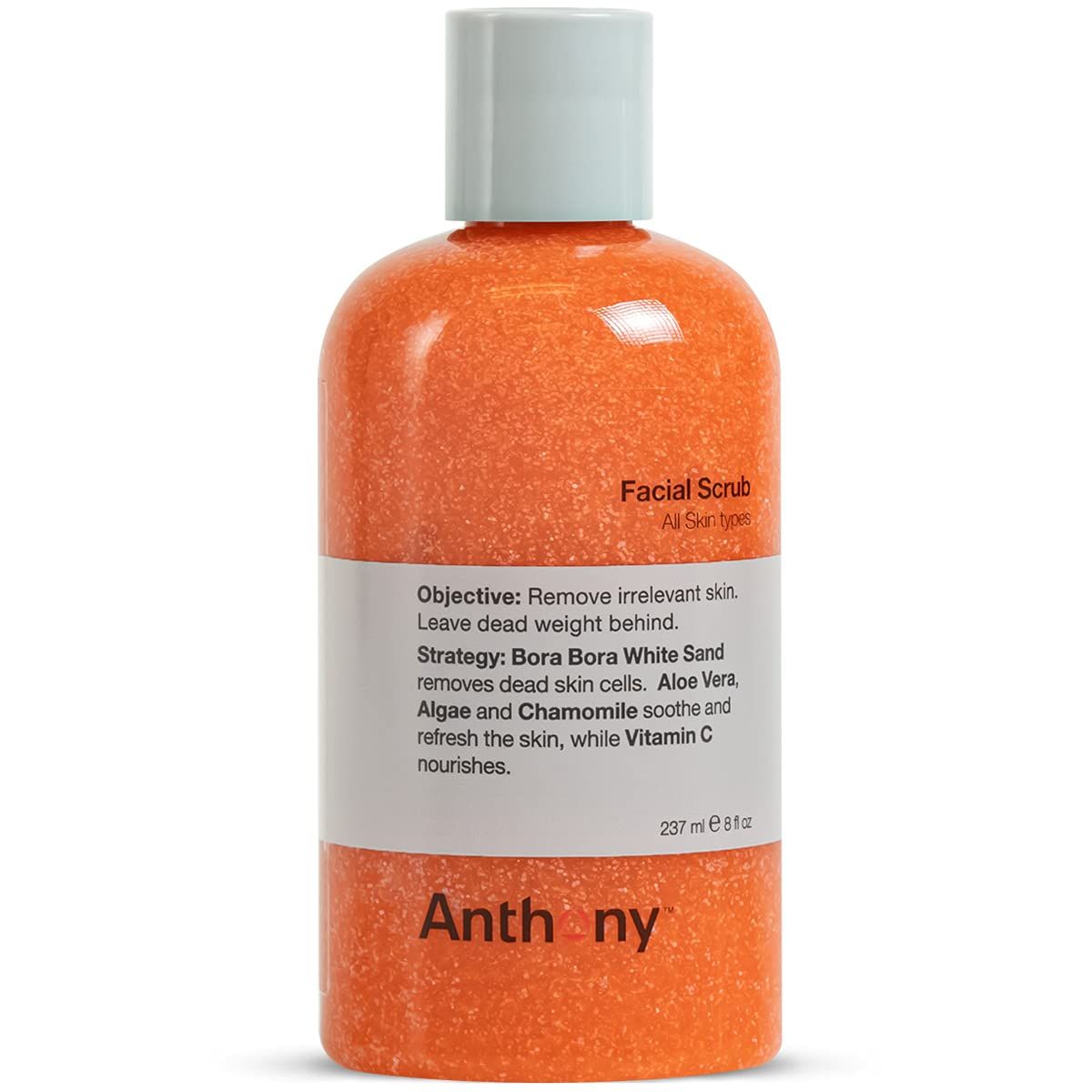 Anthony Facial Scrub - Mens Exfoliating Face Wash with Vitamin C, Aloe, Chamomile and Algae for Deep Cleansing and Detoxifying 8 Fl Oz