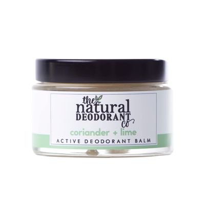 The Natural Deodorant Co, Active Deodorant Balm Coriander &amp; Lime 55g, Aluminium Free, Plastic Free, Extra Strength