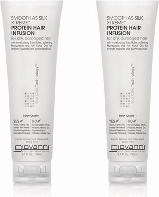 GIOVANNI Smooth As Silk Xtreme Protein Hair Infusion - Deep Moisturizing &amp; Frizz Calming Hair Mask, Infusion to Revitalize Coarse &amp; Over-Processed Hair, Color Safe, Paraben Free - 5.1oz (Pack of 2)