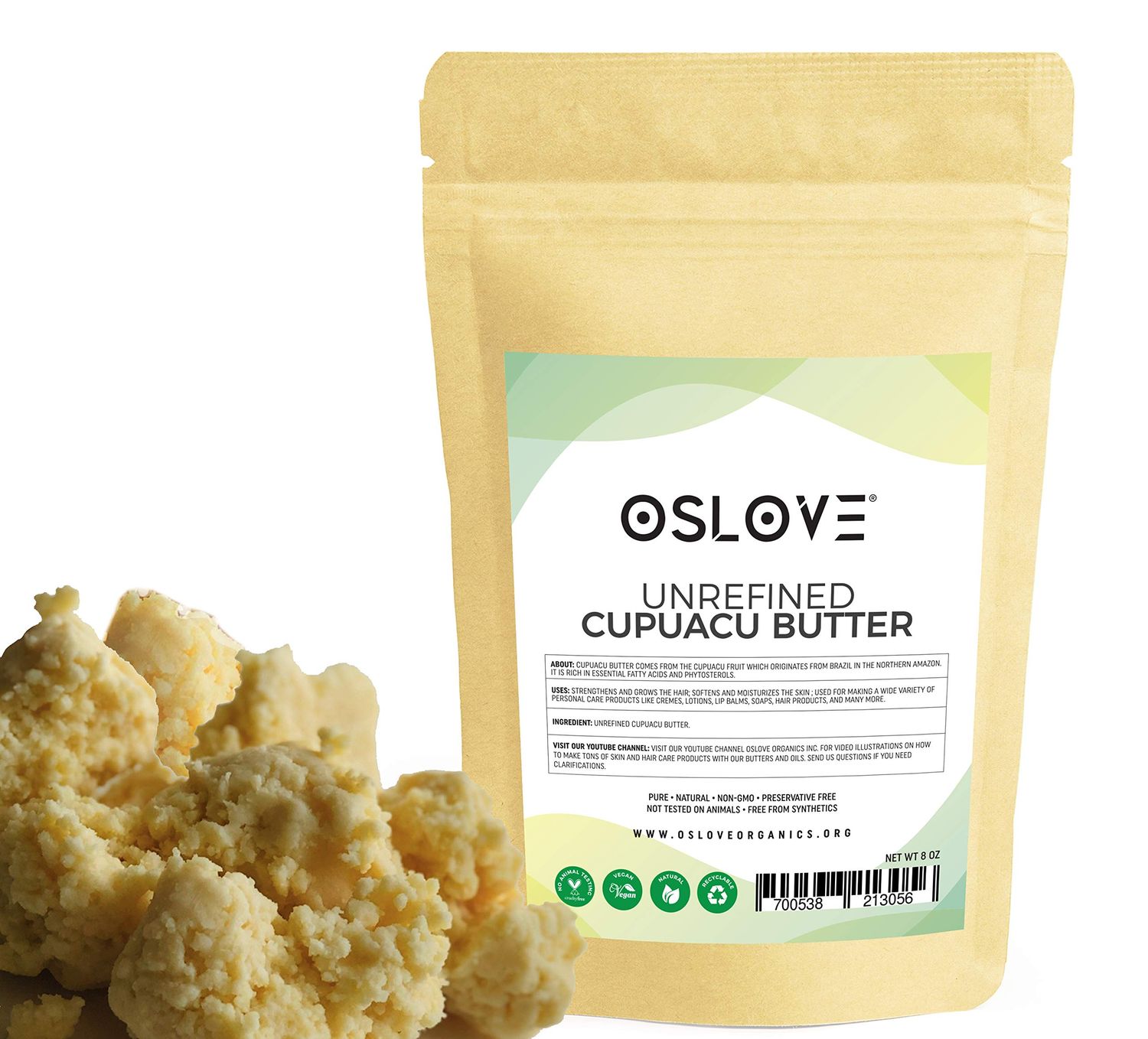 Oslove Organics Cupuacu butter -Pure and Natural 8oz Fresh, Rich and Creamy in DIY mixes | Vegan butter | Use for whipped body butters, salves, lotions &amp; soaps.