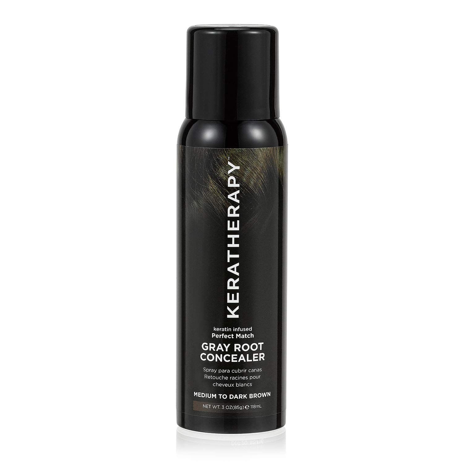 Keratherapy Keratin Infused Perfect Match Gray Root Concealer Spray, Dark Brown, 3 oz, 118 ml - Root Cover Up Spray to Hide Gray Roots - Keratin Therapy Hair Darkening &amp; Temporary Scalp Concealer