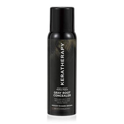 Keratherapy Keratin Infused Perfect Match Gray Root Concealer Spray, Dark Brown, 3 oz, 118 ml - Root Cover Up Spray to Hide Gray Roots - Keratin Therapy Hair Darkening &amp; Temporary Scalp Concealer