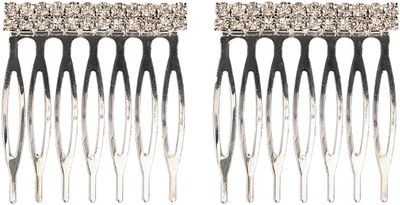 Caravan Decorated Comb Double Line of Swarovski Crystal Stones in Pair