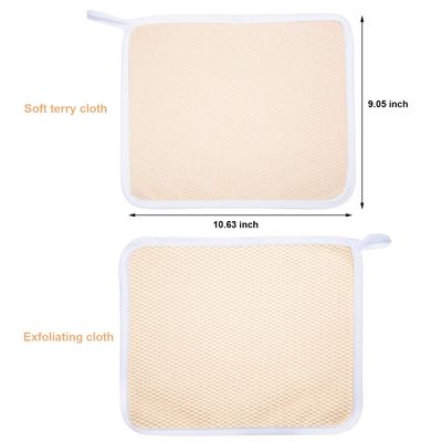 Exfoliating Face and Body Wash Cloths Towel Soft Weave Bath Cloth Exfoliating Scrub Cloth Massage Bath Cloth for Women and Man (3 Pack Exfoliating Side and Soft Terry Side Cloth)