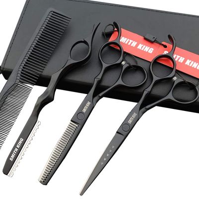 6.0 Inches Professional hair cutting thinning scissors set with razor (Black)