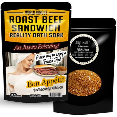 Roast Beef Sandwich Bath Soak - Amber Bath Salts Luxury Bath Funny Girlfriend Gifts for Best Friends Bath and Body Gifts for Men Sea Salts Funny Spa Gifts for Men Weird Gifts Au Jus French Dip