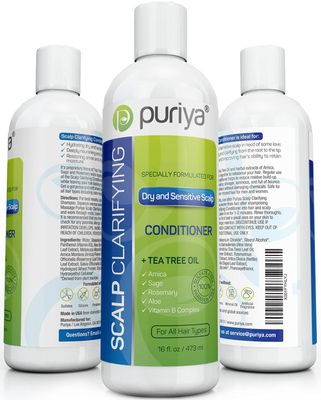 Puriya Sulfate Free Hair Conditioner with Tea Tree Oil, Moisturizing Treatment for Dry, Itchy, Flaky Scalp and Damaged Hair, For Men and Women, 16 Ounce