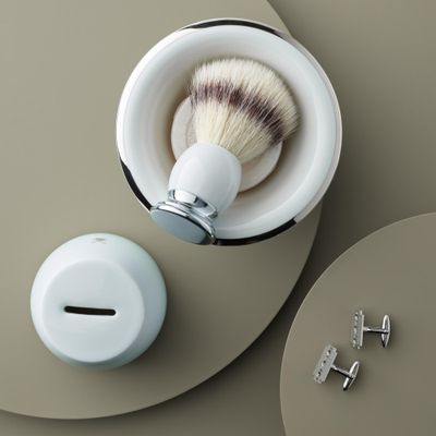 MHLE White Porcelain Platinum Rim Shaving Dish