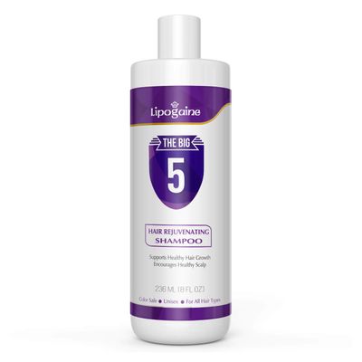 Lipogaine Big 5 Hair Stimulating All Natural Shampoo for Hair Thinning &amp; Breakage (purple) (16oz)