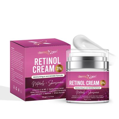 Dermaxgen Retinol Cream - 3% (Percent) Retinol Cream for Face with Hyaluronic Acid - Anti-Aging Face Cream for Fine Lines and Wrinkles - Hydrating Face Moisturizer with Shea Butter, Aloe Vera