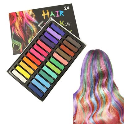 KINGZHUO 24 Pc Different Color Washable Temporary Hair Chalk Pens Vibrant Multicolored Hair Dye Pens for Crazy Hair Day Halloween Party Christmas