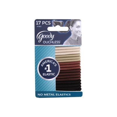 Goody Ouchless No Metal Hair Elastics, Espresso, 4 mm, 17 Count