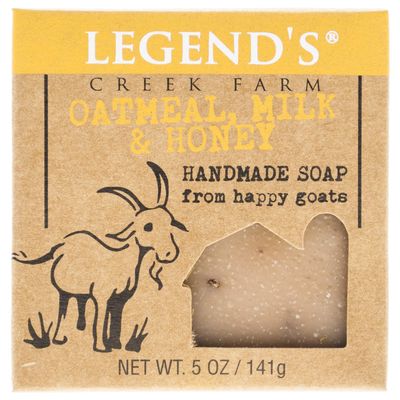 Legend&#39;s Creek Farm Goat Milk Soap - Cleansing Moisturizing Soap Bar for Hands and Body - 5 Oz Creamy Lather, Nourishing, Gentle Natural Soap for Sensitive Skin (Oatmeal, Milk &amp; Honey, Pack of 1)
