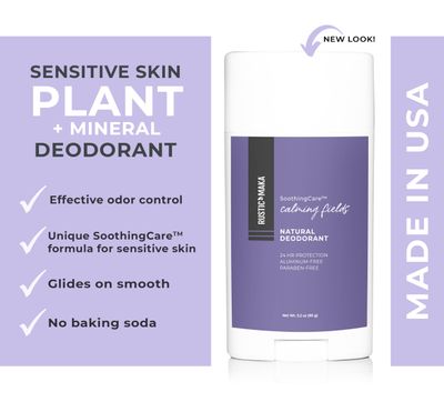 Rustic MAKA Natural Deodorant for Women and Men, Calming Fields (No Baking Soda, No Aluminum, No Parabens) Synthetic Fragrance-Free, Odor-Neutralizing, Lavender + Mint