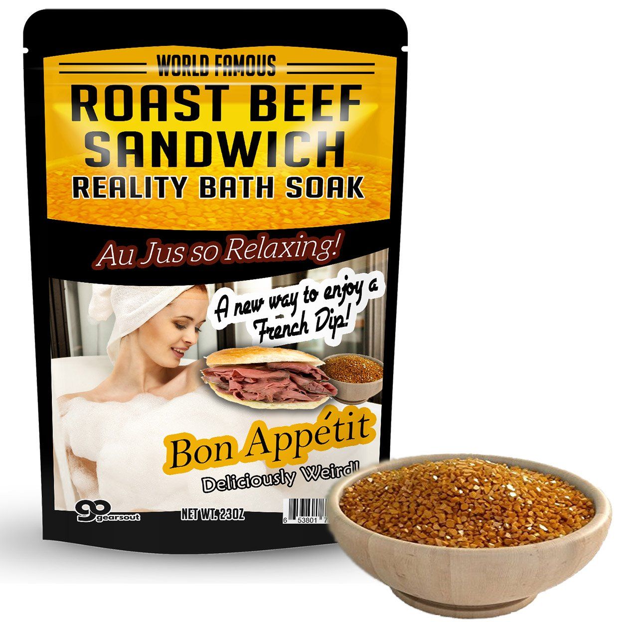 Roast Beef Sandwich Bath Soak - Amber Bath Salts Luxury Bath Funny Girlfriend Gifts for Best Friends Bath and Body Gifts for Men Sea Salts Funny Spa Gifts for Men Weird Gifts Au Jus French Dip