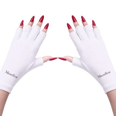 MelodySusie UV Gloves for Gel Nail Lamp, Professional UPF50+ UV Protection Gloves for Manicures, Nail Art Skin Care Fingerless Anti UV Glove Protect Hands from UV Harm (White) MelodySusie UV Gloves for Gel Nail Lamp, Professional UPF50+ UV Protection Gloves for Manicures, Nail Art Skin Care Fingerless Anti UV Glove Protect Hands from UV Harm (White)
