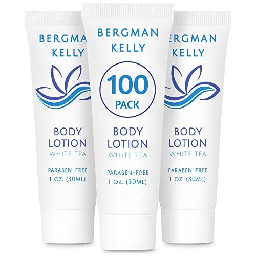 BERGMAN KELLY - Travel Size Lotion - 1 fl oz, 100 PK, White Tea - Delight Your Guests with Invigorating and Refreshing Body Lotion - Quality Mini and Small Size Guest Hotel Toiletries in Bulk