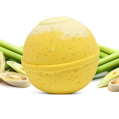 1 Organic Bath Bomb with Essential Oils, Epsom Salt, Kaolin Clay, Apricot Kernel Oil, Olive Oil for Moisturizing, Relaxation (Lemongrass)