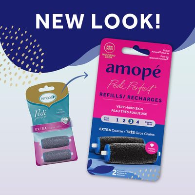 Amop Pedi Perfect Electric Callus Remover Foot File Roller Head Refills, with Diamond Crystals, Removes Hard & Dead Skin, Extra Coarse for Very Hard Skin - 2 Count