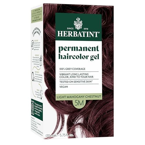 Herbatint Permanent Hair Dye For Women - 5M Light Mahogany Chestnut - For Up To 100% Gray Coverage of Resistant Gray Hair - Ammonia-Free, Alcohol-Free &amp; Vegan - Salon Influenced Hair Color 5.75 fl oz