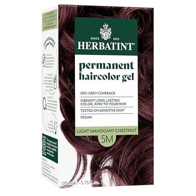 Herbatint Permanent Hair Dye For Women - 5M Light Mahogany Chestnut - For Up To 100% Gray Coverage of Resistant Gray Hair - Ammonia-Free, Alcohol-Free &amp; Vegan - Salon Influenced Hair Color 5.75 fl oz