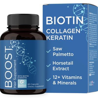 Biotin 10000mcg and Collagen Supplement - Hair Growth Supplement with Saw Palmetto for Women &amp; Men - Horsetail Biotin Collagen Keratin and More DHT Blocker Hair Growth Vitamins for Women &amp; Men 1 Month